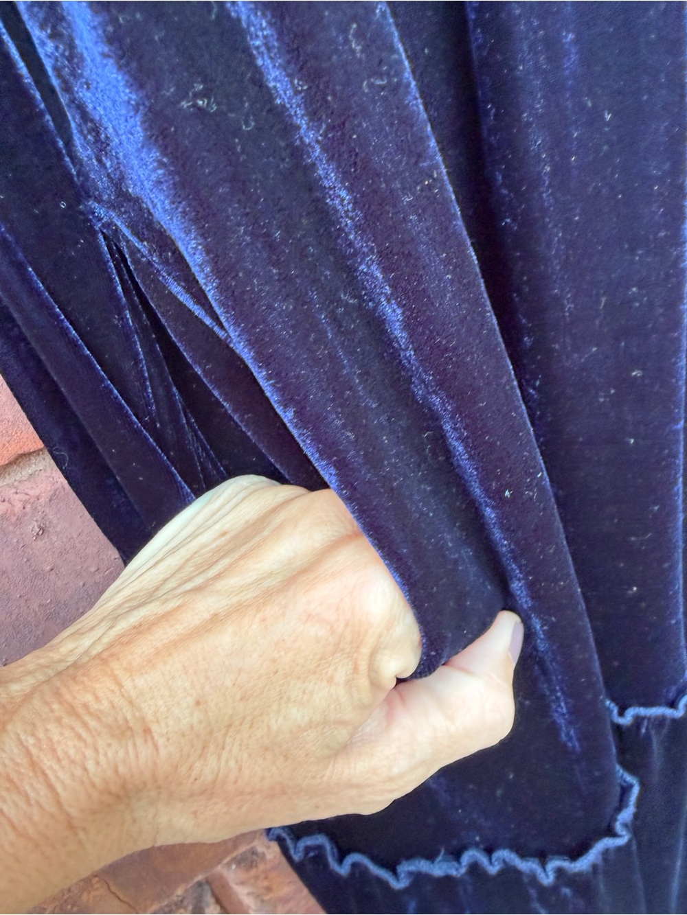 Natural Life Velvet Tiered Maxi Dress Navy Blue Boho Whimsigoth XL plus Karlie - Picture 4 of 6